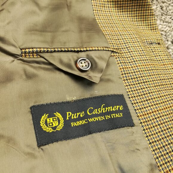 Jack Victor x Saks Sport Coat 100% Italian Cashmere Houndstooth Checked 46R - Picture 7 of 14